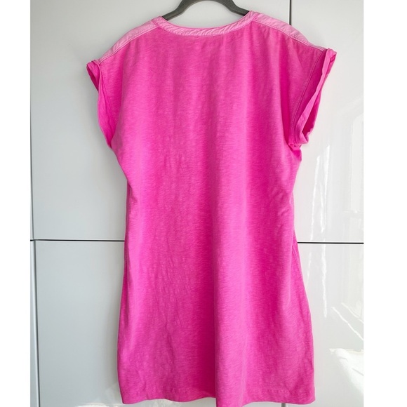 Vineyard Vines Hot Pink T Shirt Dress Tassel Tie Neck Size Large Fuchsia - Picture 4 of 4